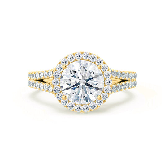 0.50 CT Round Lab-Grown Diamond Halo Engagement Ring With Split Shank Design 2