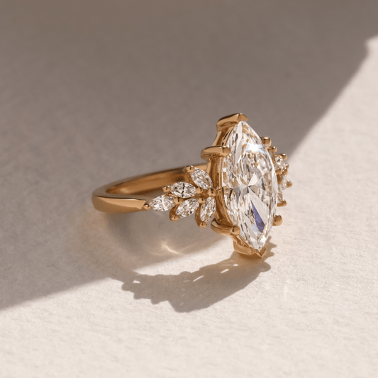 Cluster-Marquise Lab Grown Diamond Engagement Ring
