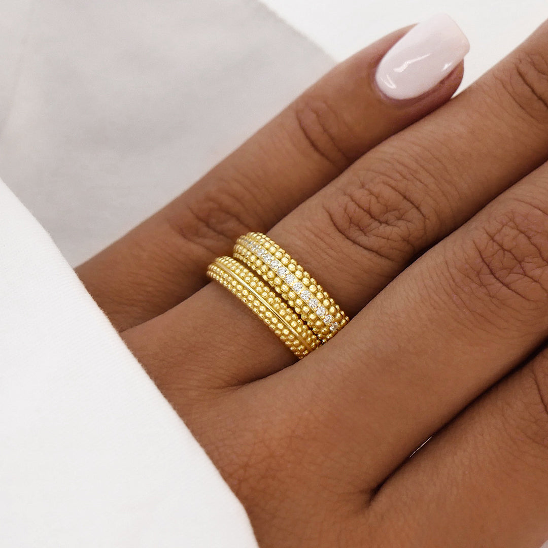 Round Dotted Thick Wedding Band 13