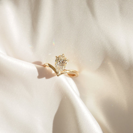 1.3CT Pear-Cut Lab Grown Diamond Solitaire Engagement Ring 2