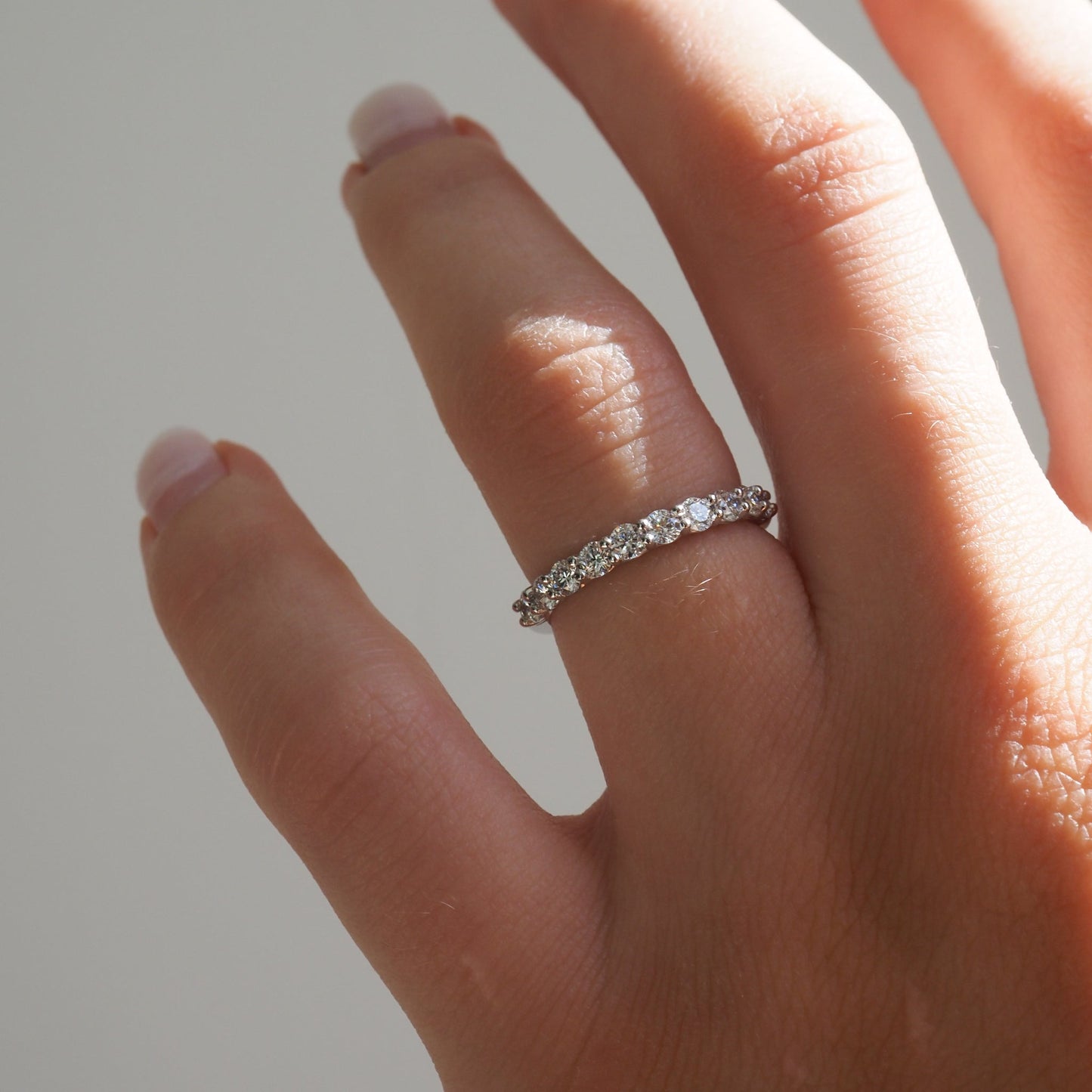 0.50 TCW Round Lab Grown Diamond Half Eternity Wedding Band 3