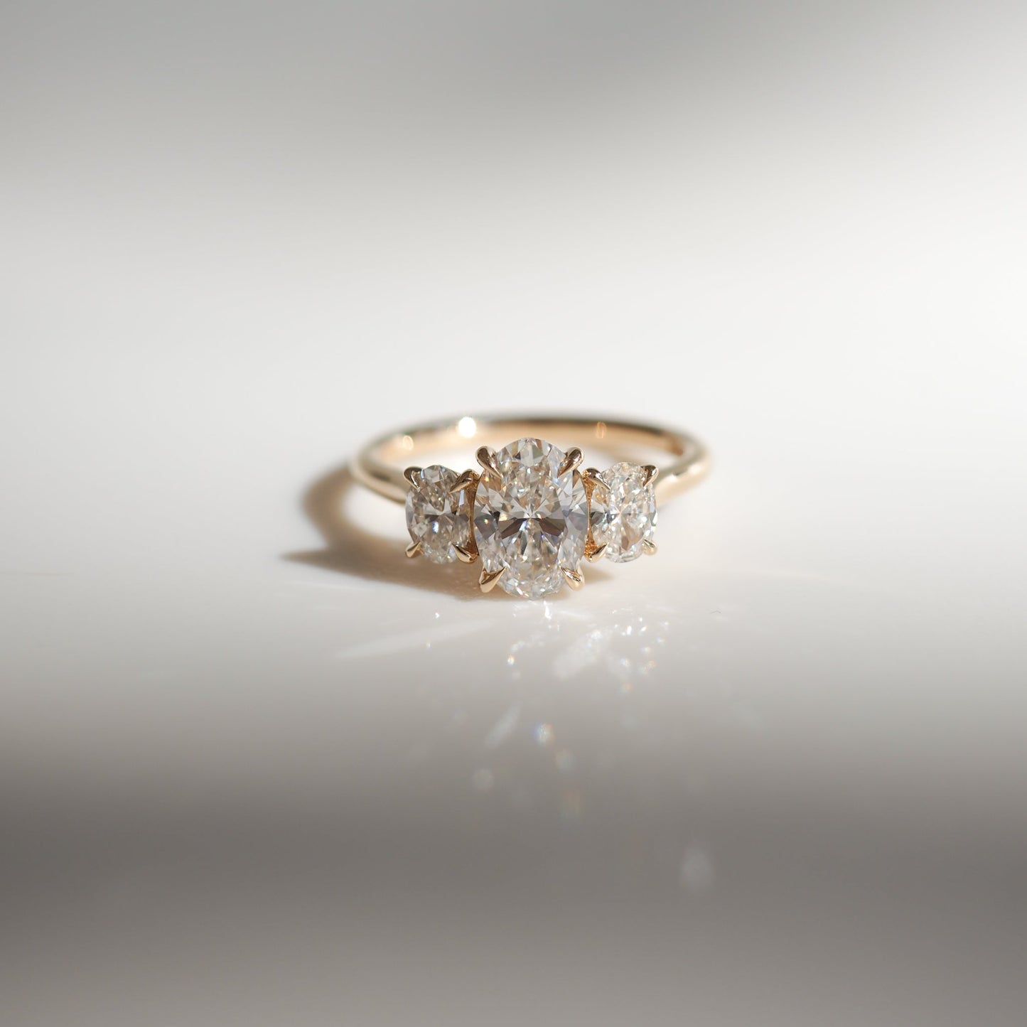 Elegant 1.0 CT Oval Lab Grown Diamond Trio Engagement Ring 5