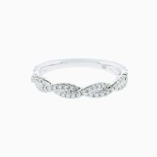 0.30 TCW Round Lab-Grown Diamond Twisted Pave Bridal Wedding Band 1