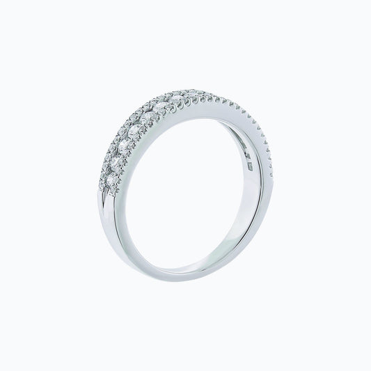 0.70 TCW Round Lab-Grown Diamond Double Row Half Eternity Wedding Band 2