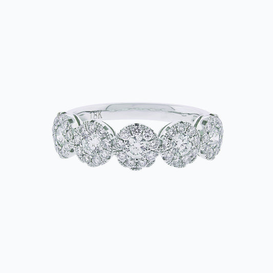 0.93 TCW Round Lab Grown Diamond Halo Wedding Band 1