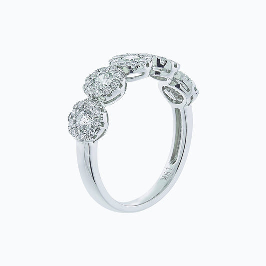 0.93 TCW Round Lab Grown Diamond Halo Wedding Band 2