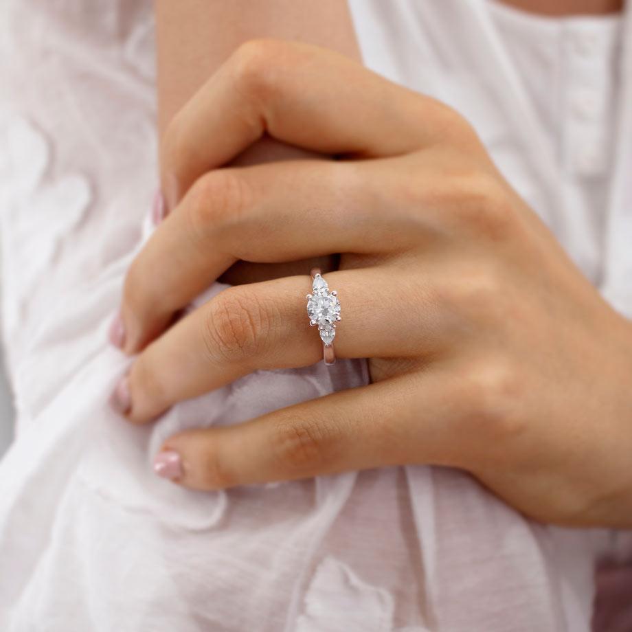 1.00 CT Round Lab-Grown Diamond Triad Elegance Engagement Ring 7