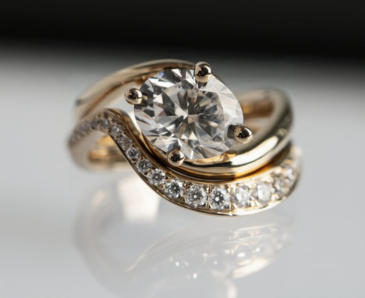 Solitaire Rapture & Pave Band- Oval Lab Grown Diamond Bridal Set