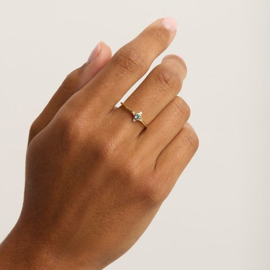 0.50 CT Blue Topaz Round Lab Made Diamond Engagement Ring 2