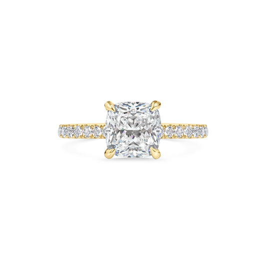 2 CT Cushion Cut Lab-Grown Diamond Pavé Engagement Ring 1