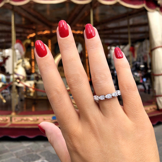 2.0 TCW Pear Lab-Created Diamond Eternity Wedding Band 2