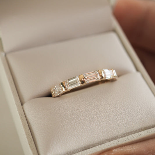 Radiant 0.50 TCW Emerald-Cut Lab-Grown Diamond Half Eternity Band 1