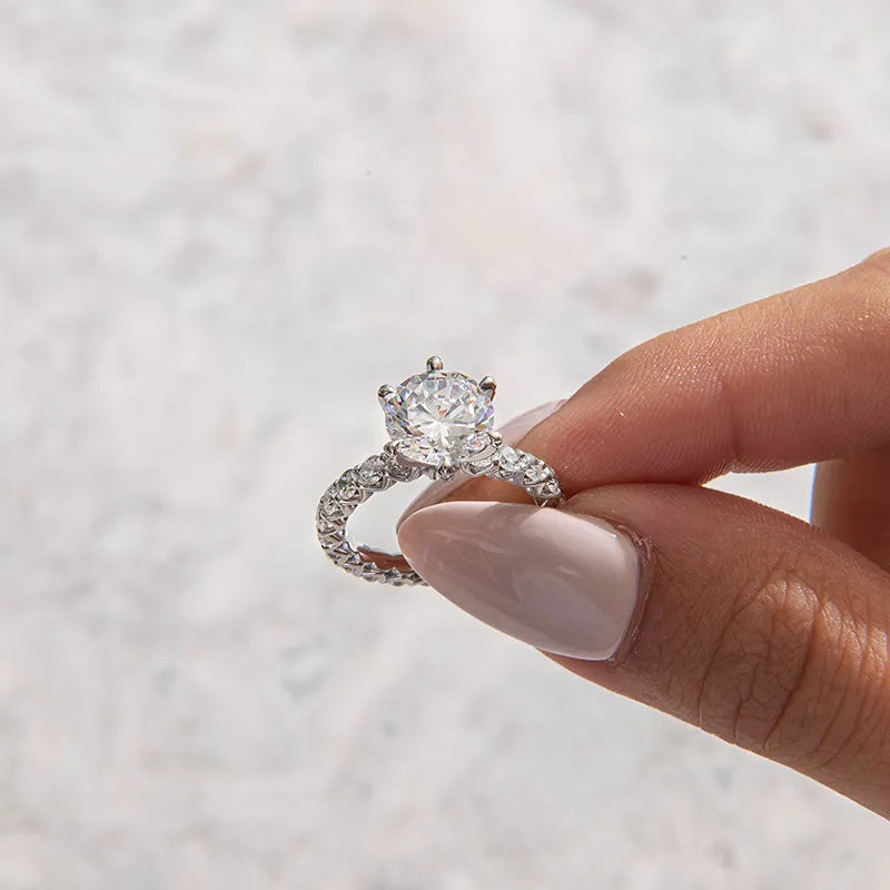 Pave-Round Lab Grown Diamond Engagement Ring