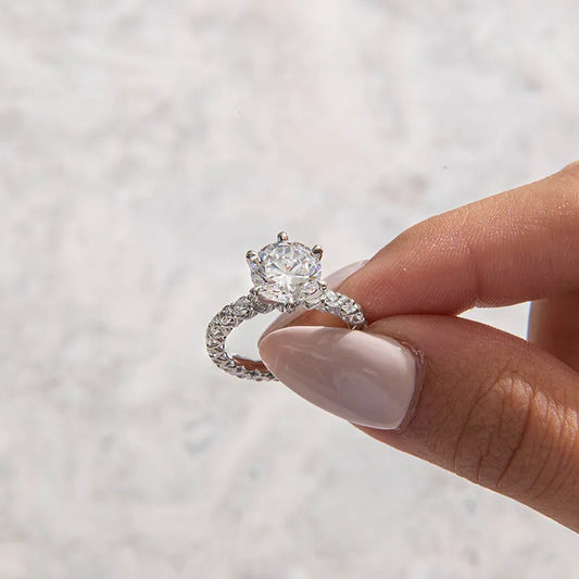 Pave-Round Lab Grown Diamond Engagement Ring