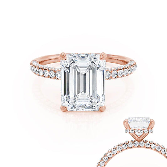 2.0 CT Emerald-Cut Lab-Grown Diamond Hidden Halo Engagement Ring 2