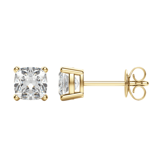 2.0 TCW Cushion Cut Lab-Grown Diamond Stud Earrings in Gold 2