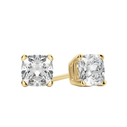 2.0 TCW Cushion Cut Lab-Grown Diamond Stud Earrings in Gold 1
