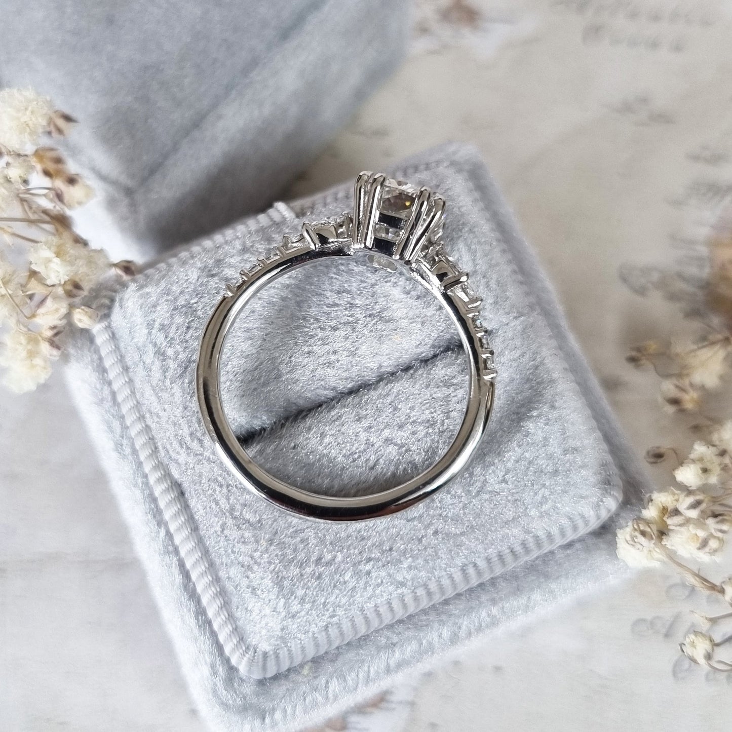 Radiant Elegance: 2.08 CT Cushion Lab-Grown Diamond Pave Engagement Ring 5