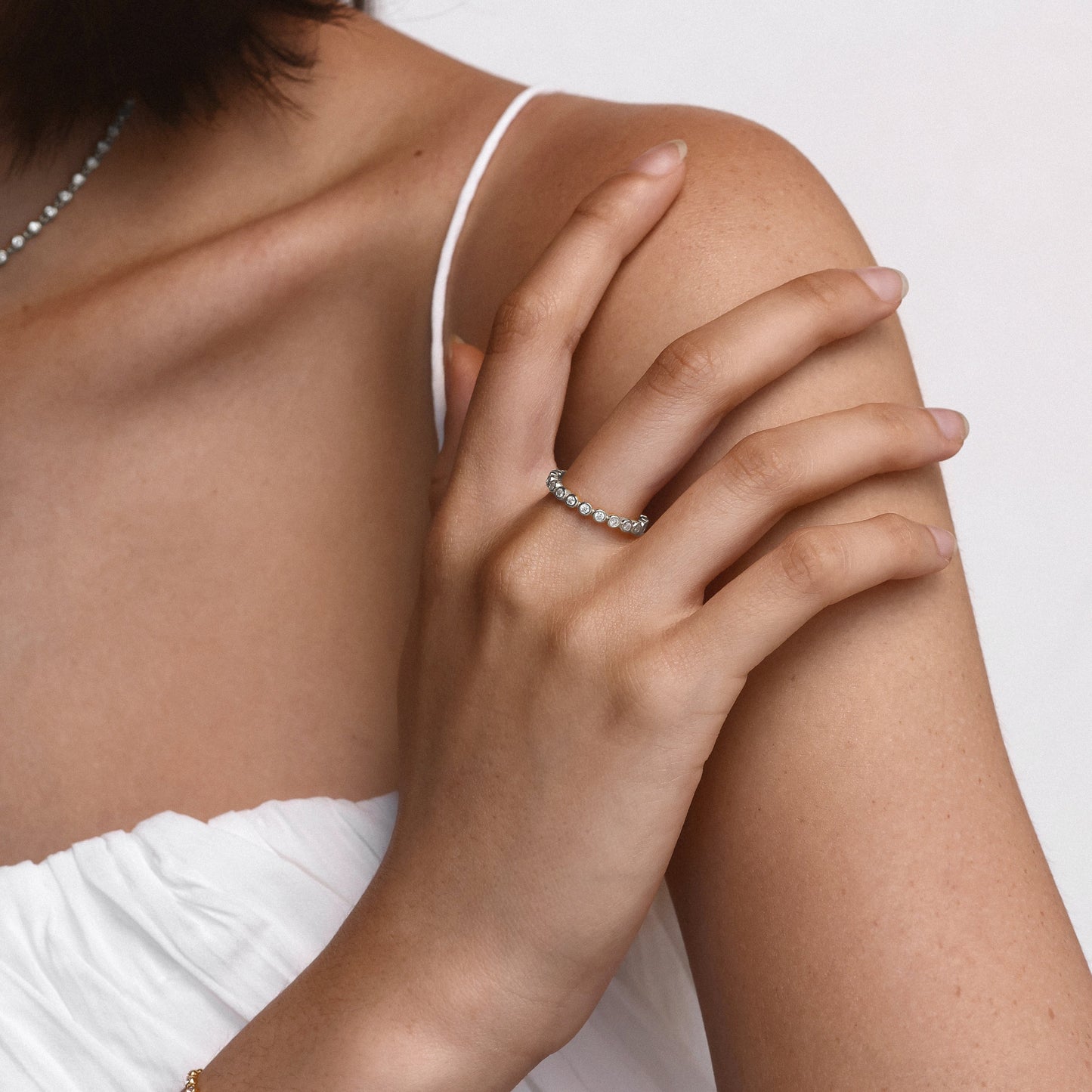 0.50 TCW Round Diamond Bubble Eternity Wedding Band 8