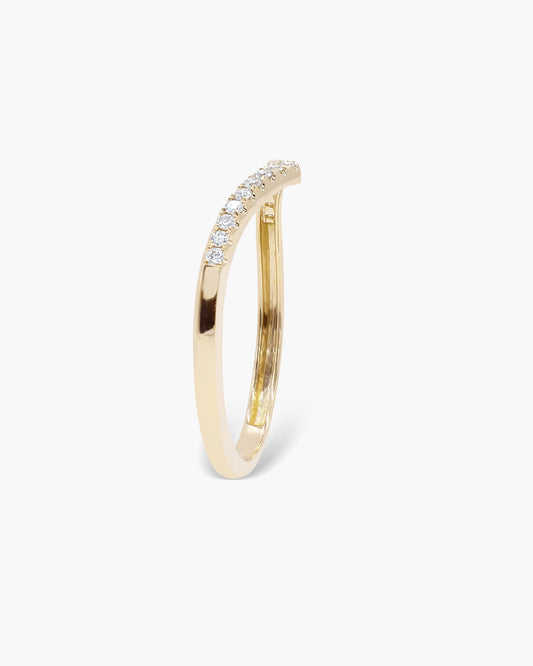 0.14 TCW Round Lab Grown Diamond V Shaped Gold Wedding Band 2