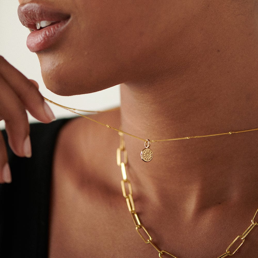 Radiant Gold Sunburst Charm Pendant Necklace 4