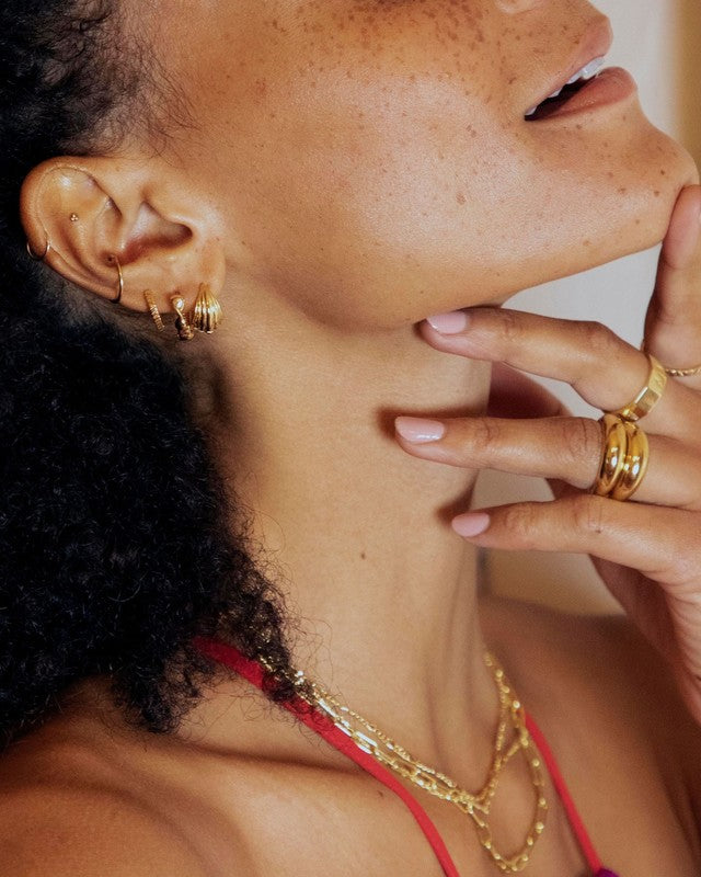 Golden Wave Huggie Hoops Earrings 4