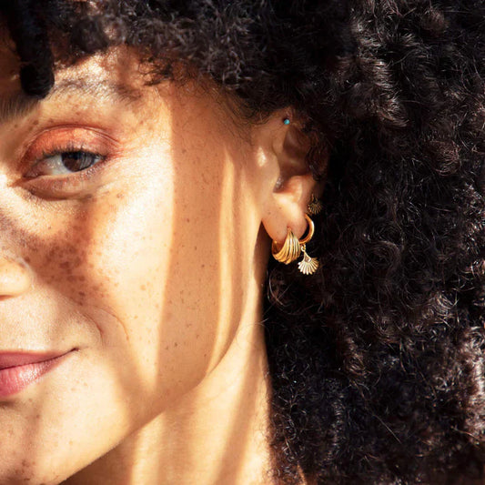 Golden Wave Huggie Hoops Earrings 2