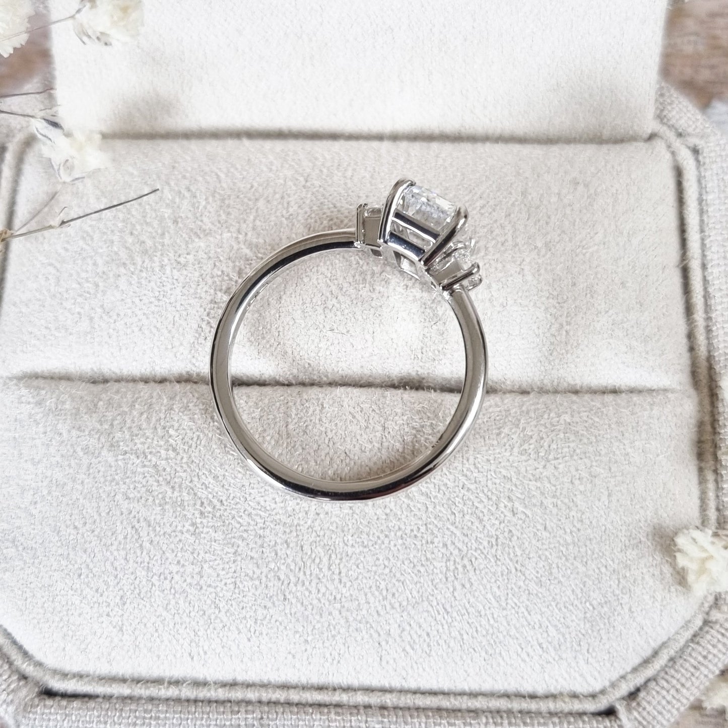 2.29 CT Emerald Cut Lab-Grown Diamond Trio Engagement Ring 5