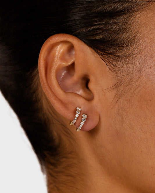 0.20 TCW Round Diamond Double-Sided Hoop Earrings 2