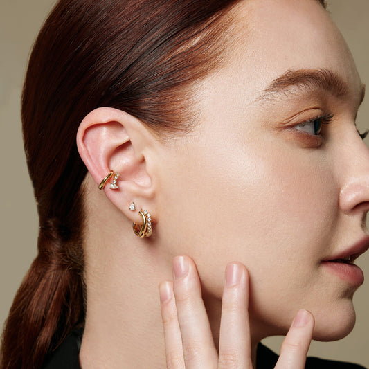 0.40TCW Round Lab-Grown Diamond Gold Huggie Earrings 2