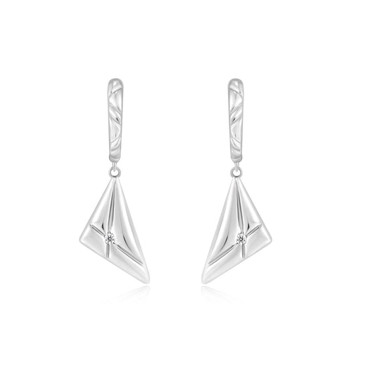 0.02 TCW Lab-Grown Diamond Triangle Drop Earrings 2
