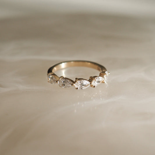 0.50 TCW Pear Lab Grown Diamond Half Eternity Wedding Band 2