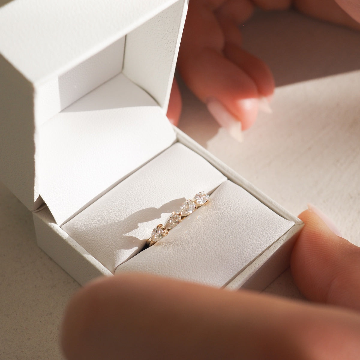 0.50 TCW Pear Lab Grown Diamond Half Eternity Wedding Band 5