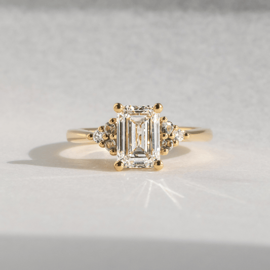 Cluster-Emerald Lab Grown Diamond Engagement Ring