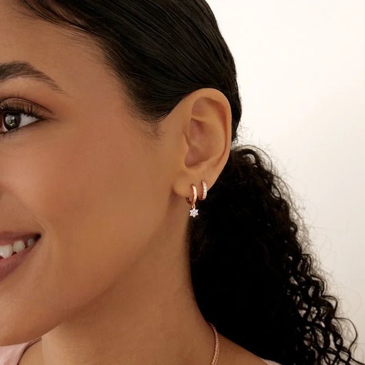 0.20 TCW Round Lab-Grown Diamond Floral Hoop Earrings 2