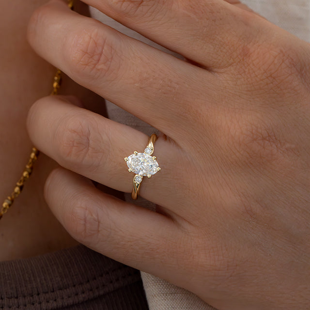 Three Stone-Oval Cut Lab Grown Diamond Engagement Ring