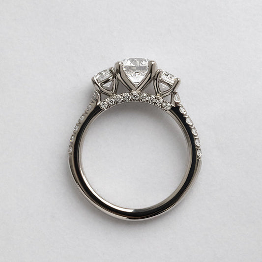 Three Stone & Pave-Round Lab Grown Diamond Engagement Ring