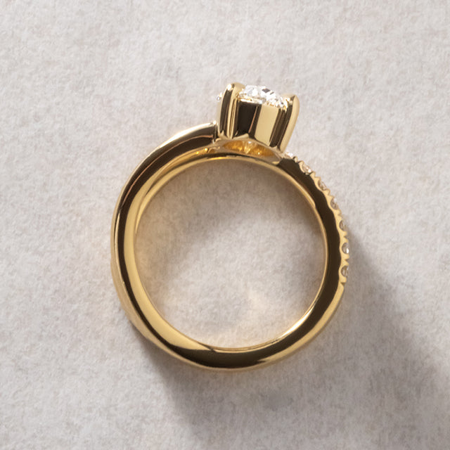 Spiral & Pave-Oval Lab Grown Diamond Engagement Ring