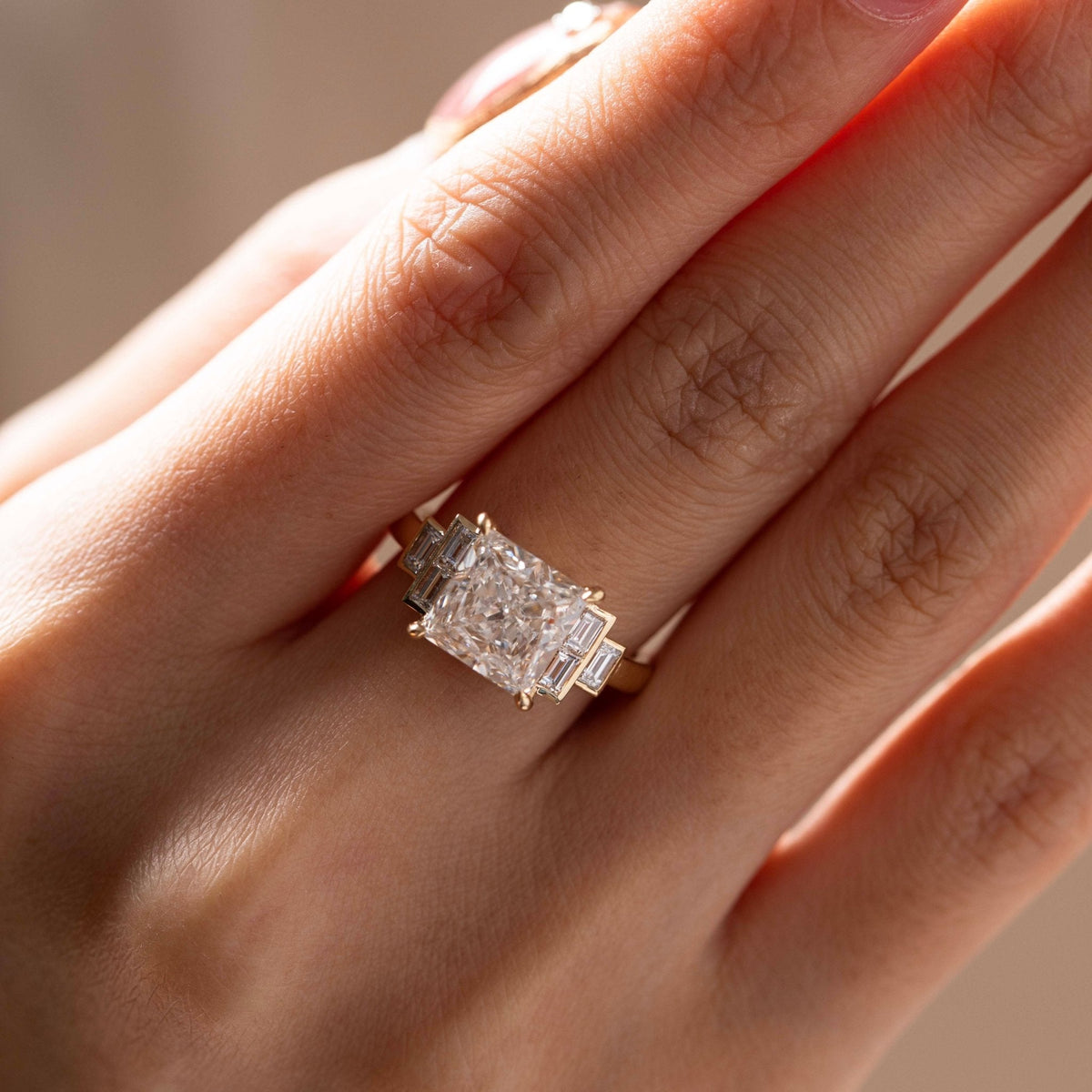 Solitaire Cathedral- 1.8 CT Cushion Lab Grown Diamond Wedding Band
