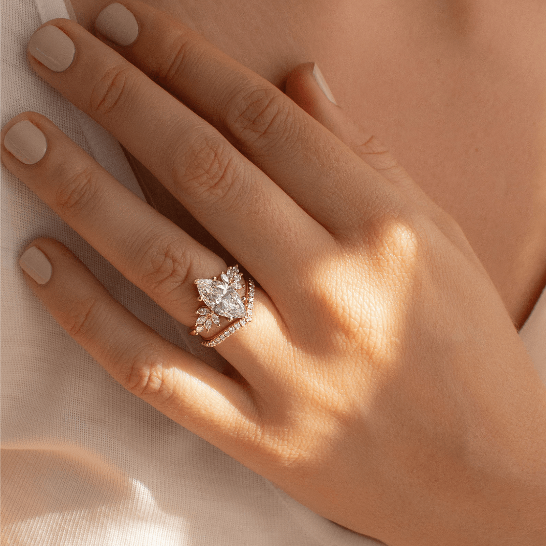 Cluster-Marquise Lab Grown Diamond Engagement Ring