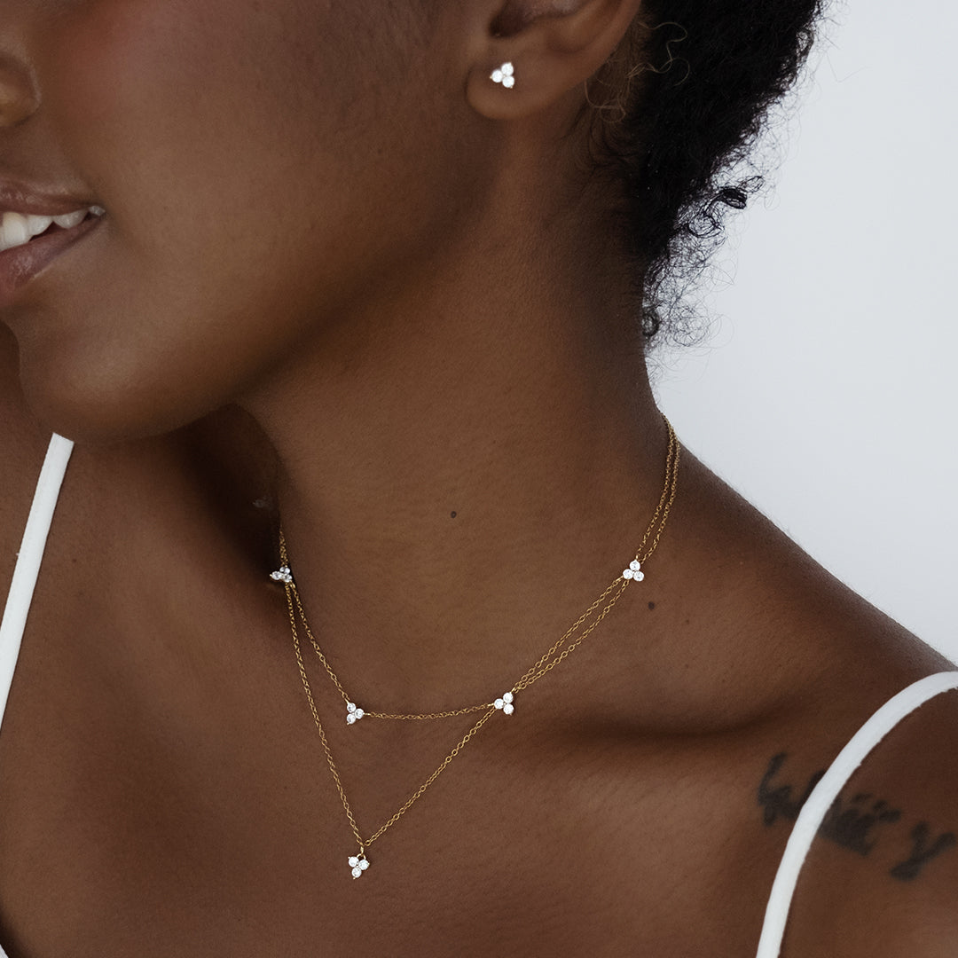 0.30 TCW Round Lab-Grown Diamond Trio Necklace in Gold 13