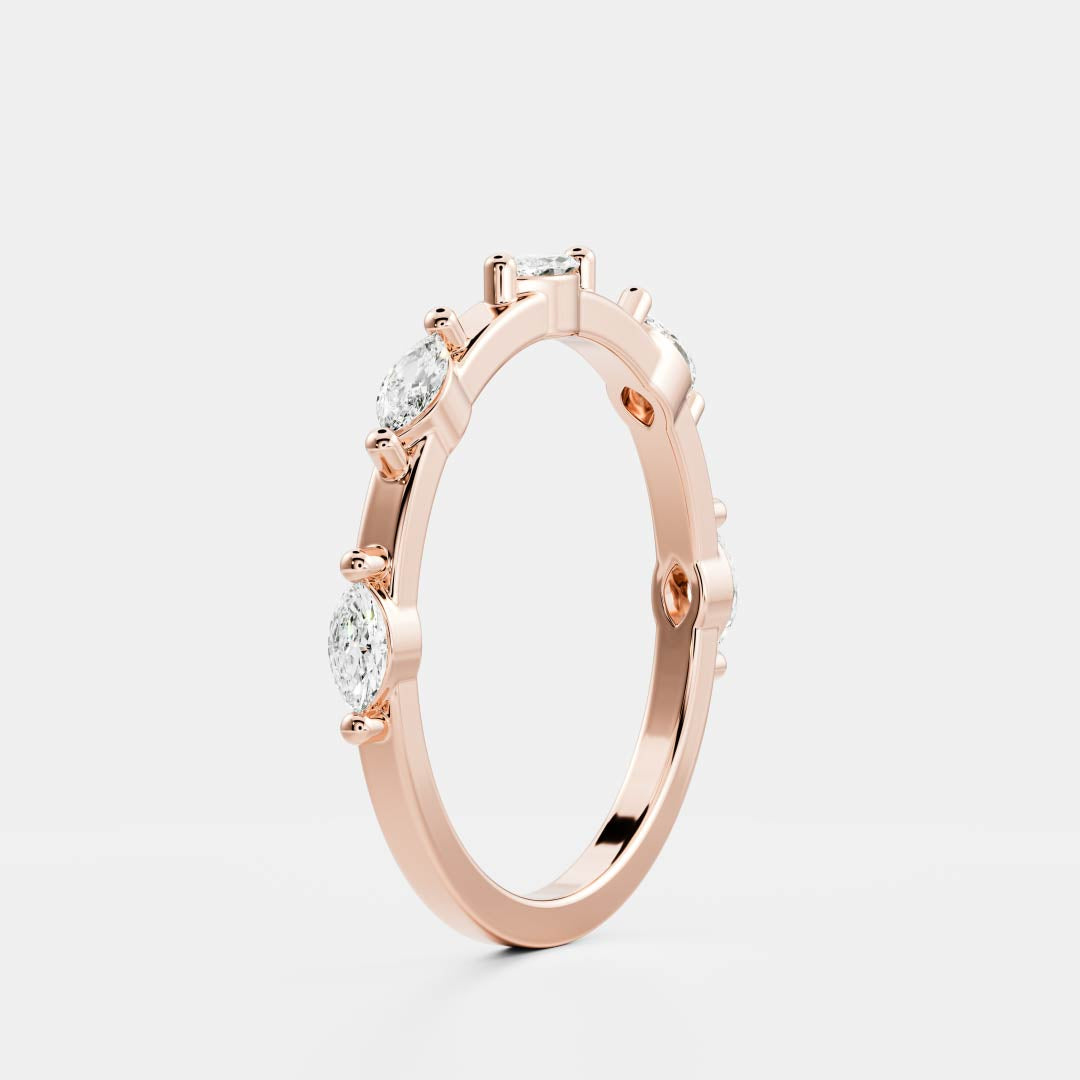 Half Eternity- 0.20 CT Oval Moissanite Wedding Band