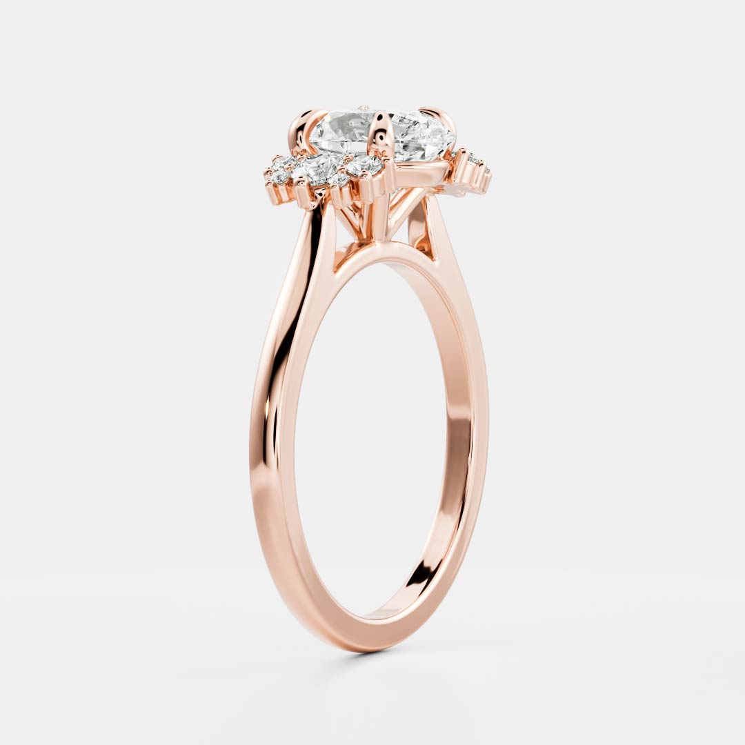 Cluster Style-Oval Lab Grown Diamond Engagement Ring
