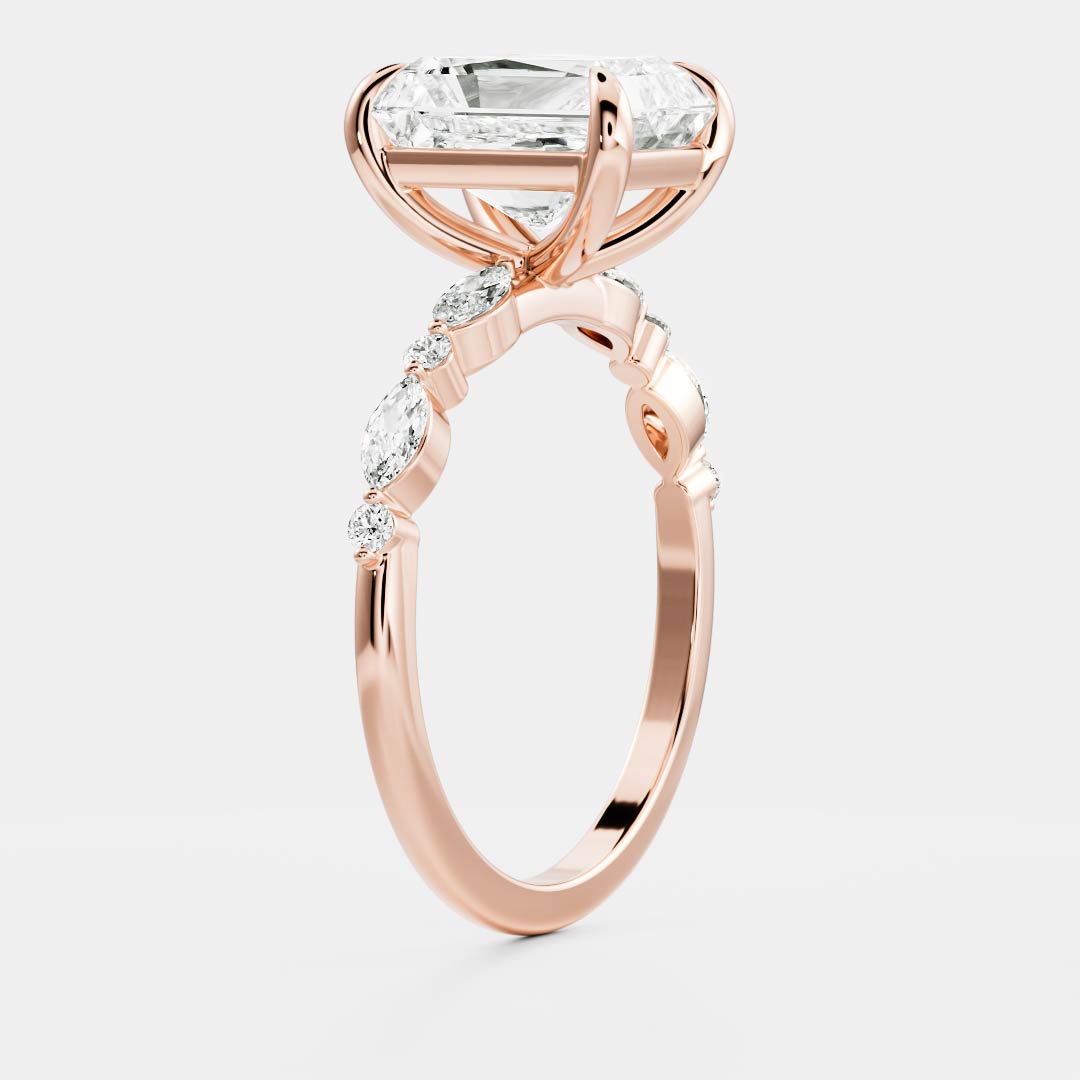 Pave-Radiant Lab Grown Diamond Engagement Ring