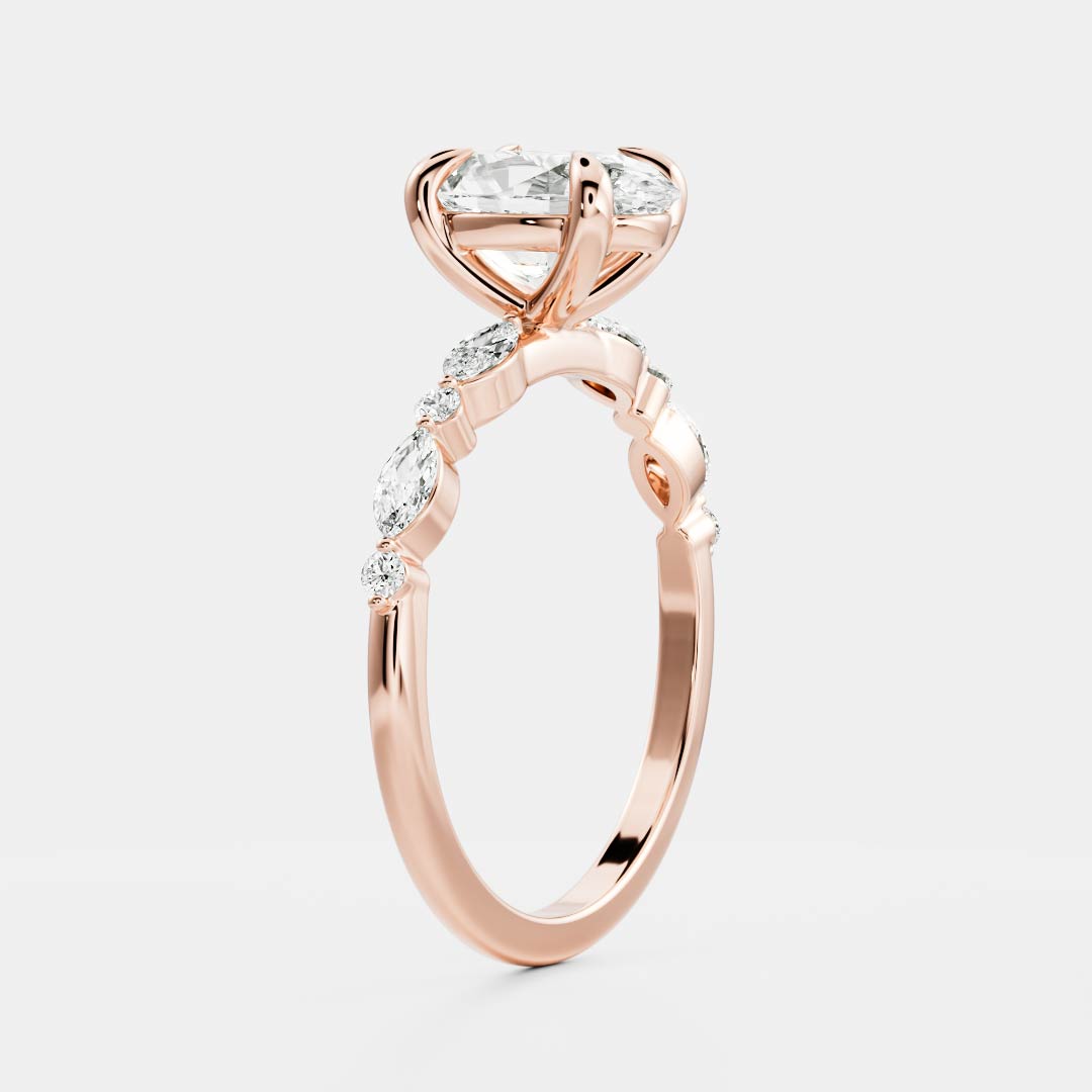 Pave-Oval Lab Grown Diamond Engagement Ring