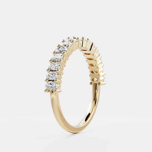 Half Eternity- 0.20 CT Oval Moissanite Wedding Band