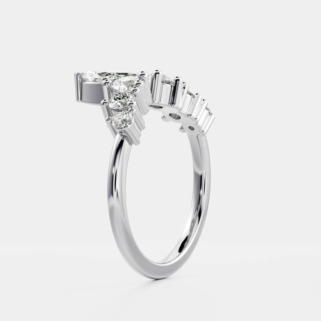 Half Eternity- 0.20 CT Oval Moissanite Wedding Band