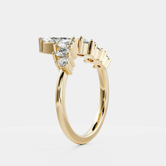 Half Eternity- 0.20 CT Oval Moissanite Wedding Band