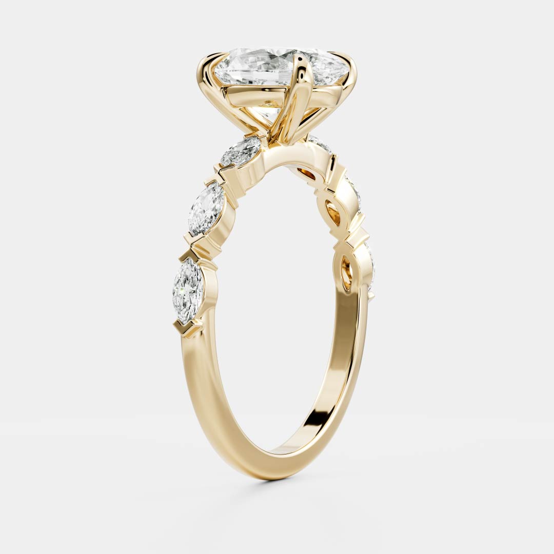 Pave-Oval Lab Grown Diamond Engagement Ring