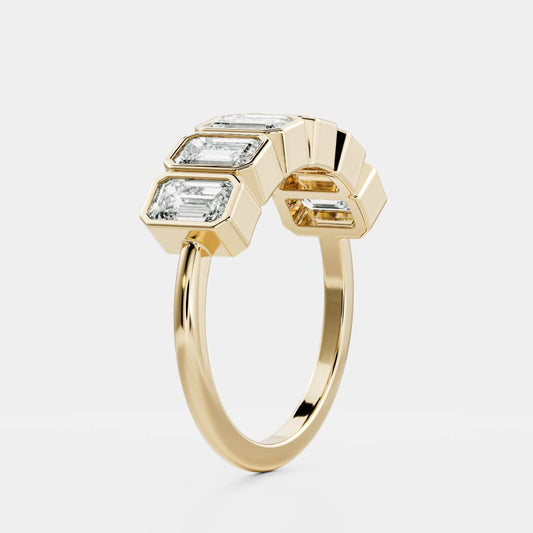 Half Eternity Bezel- 0.45 CT Emerald Moissanite Wedding Band